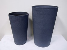 Set/2 Tall Round Textured Pot (Grey Sapphire)